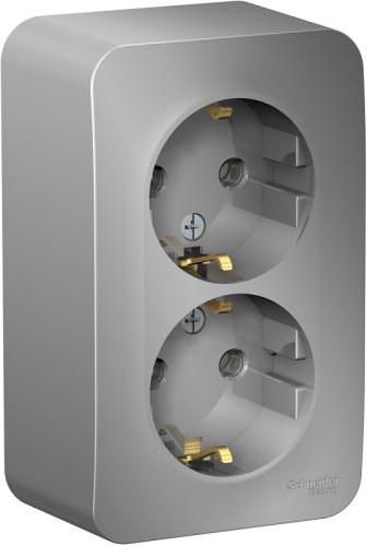 Розетка с заземлением накладная Systeme Electric Blanca 2-м. алюминий картинка
